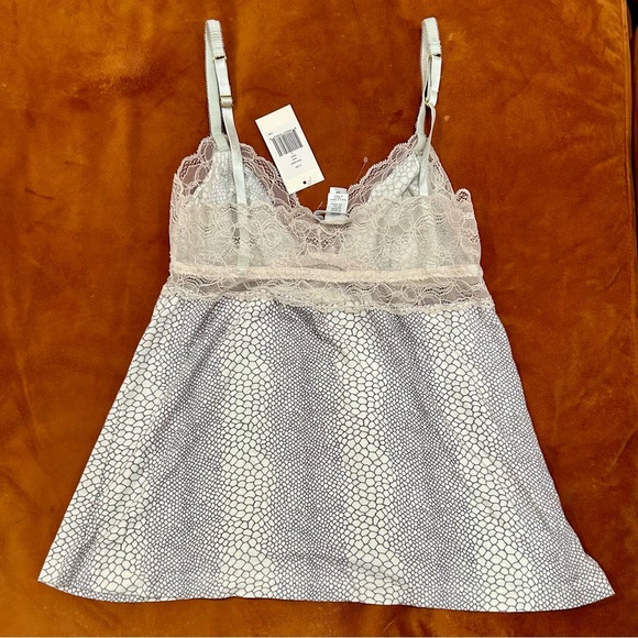 NWT Eberjey Elegant Lace Trim Sleepwear in Gray and Cream. - Picture 2 of 6